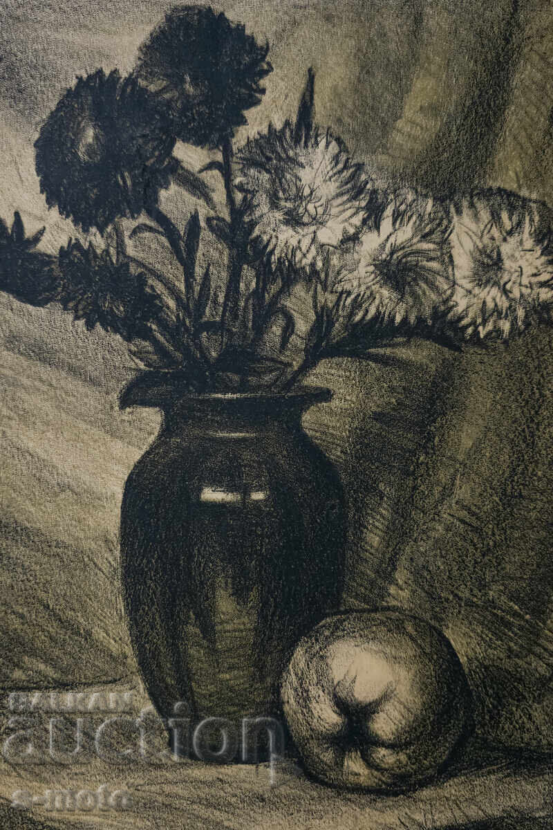 Графика, литография натюрморт 1970г. - 5