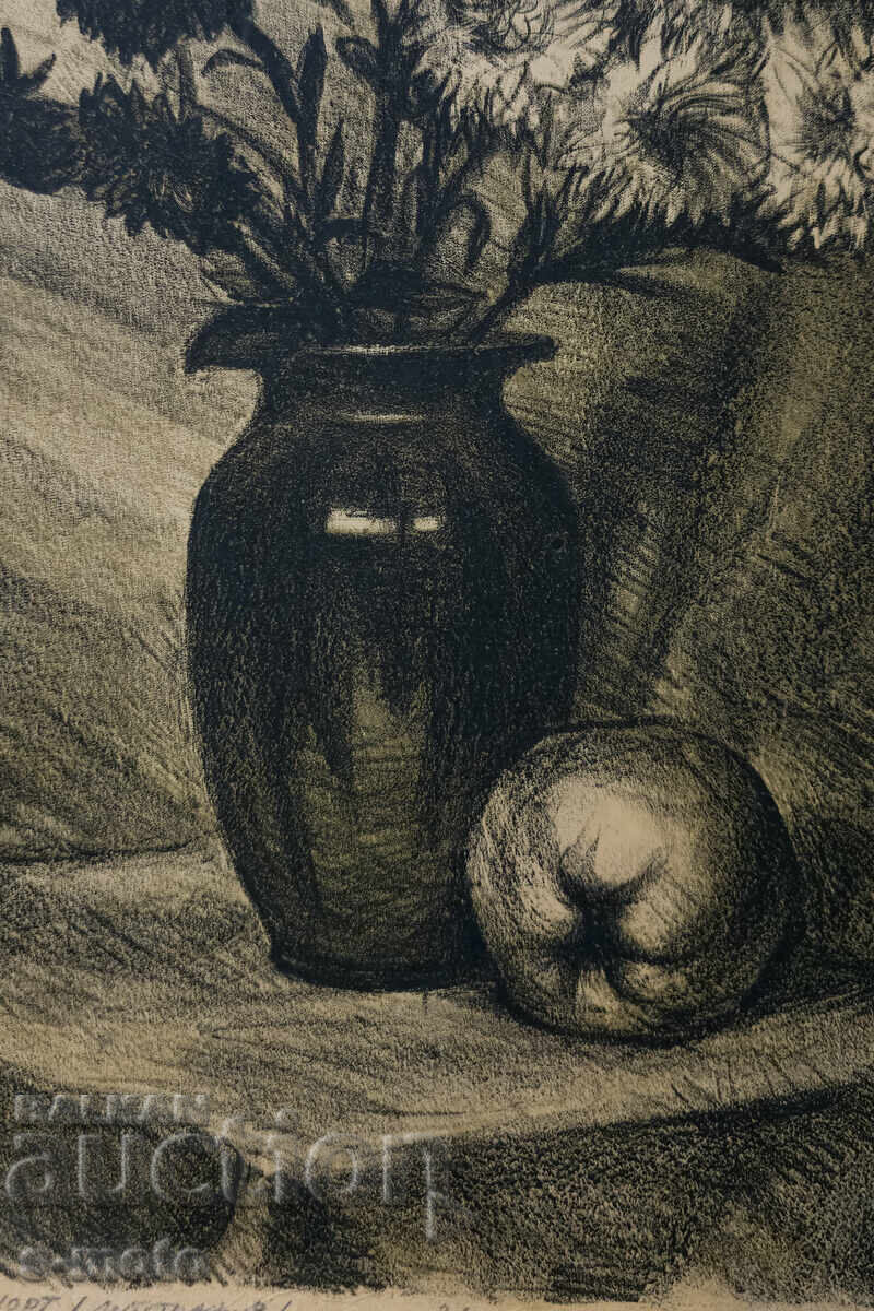 Графика, литография натюрморт 1970г. - 6