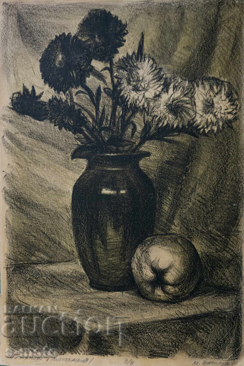 Графика, литография натюрморт 1970г.