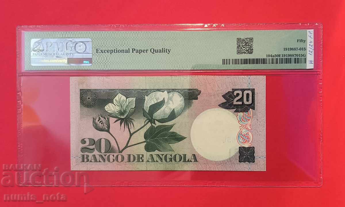 Angola 20 escudos 1973 PMG 50 cu preț 160.00 BGN | € 81.81 Angola 20 escudos 1973 PMG 50 cu preț 160.00 BGN | € 81.81