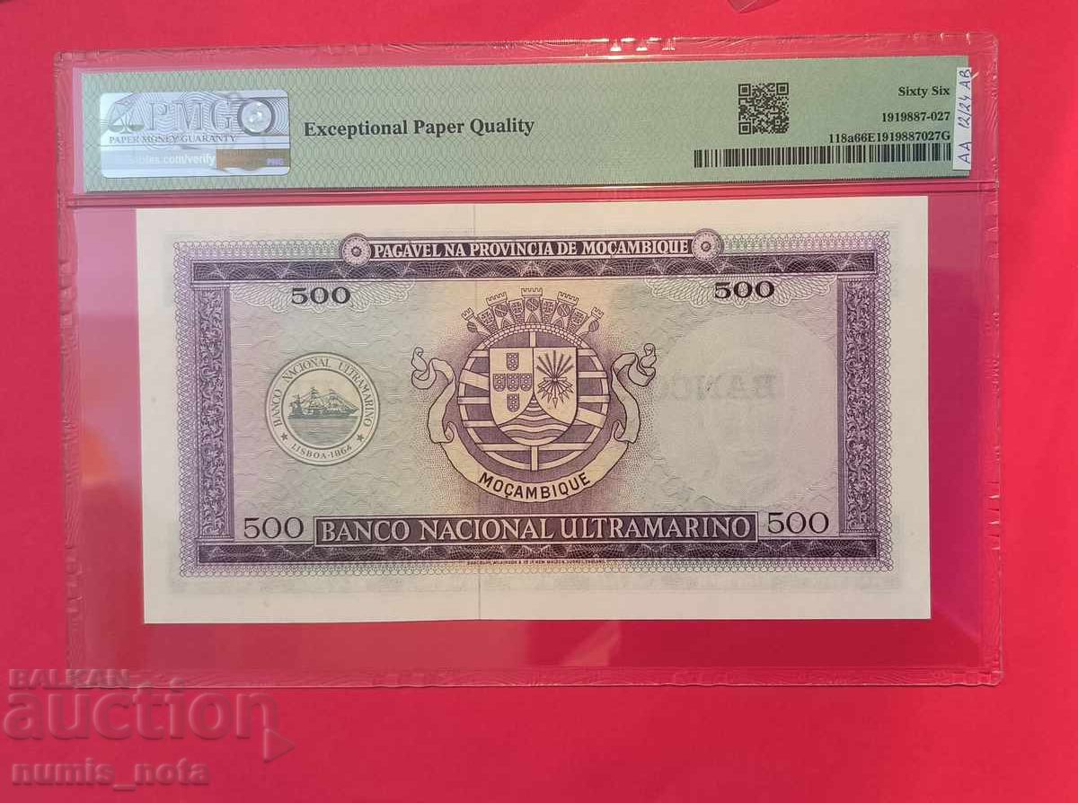 Mozambique 500 Escudos 1967 PMG 66 with price 100.00 BGN | € 51.13