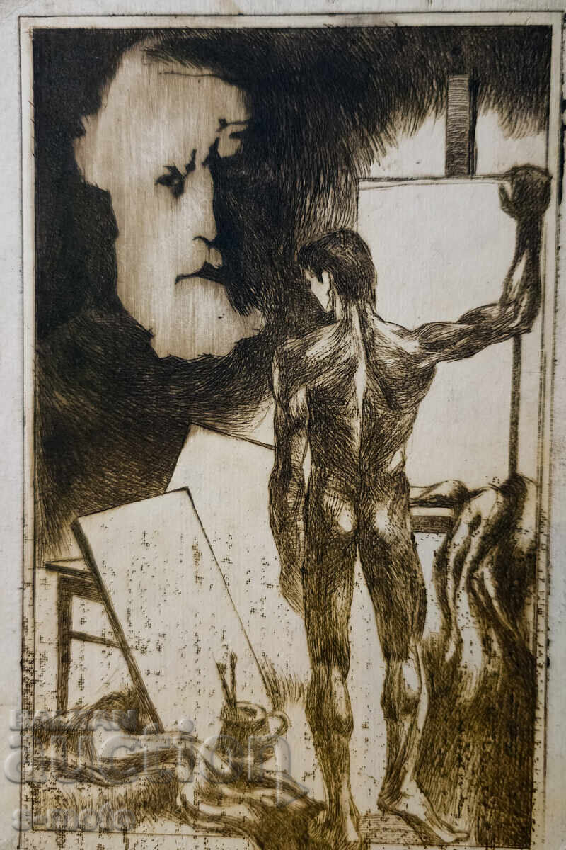 Παλιά χαρακτική, οξύγραφη, ανδρικό πορτρέτο με τιμή 100.00 BGN | € 51.13