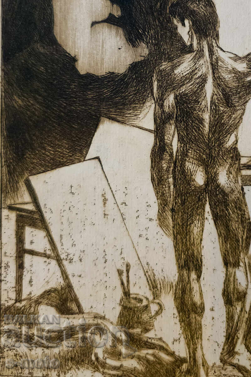 Παράδοση Παλιά χαρακτική, οξύγραφη, ανδρικό πορτρέτο