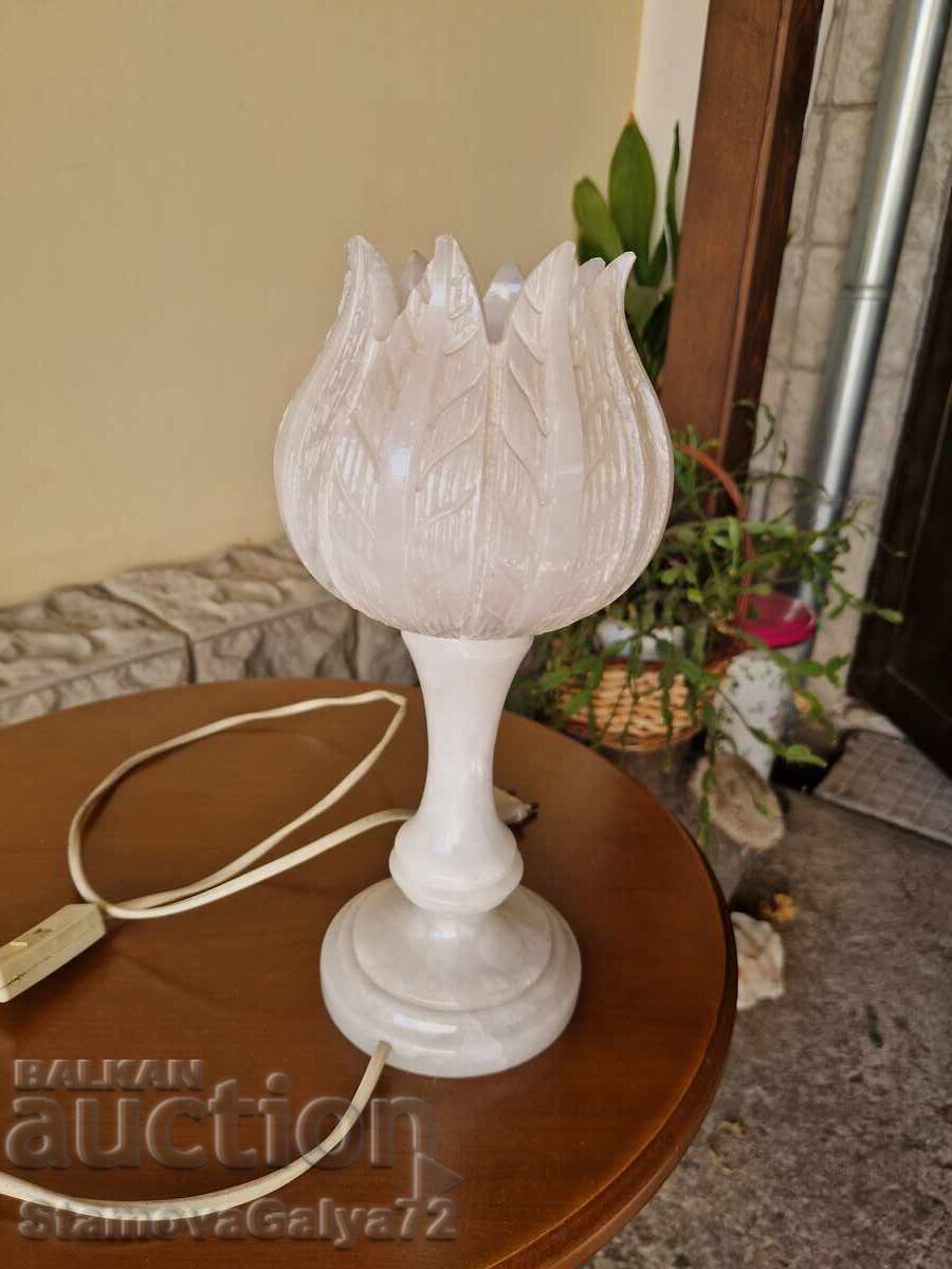 Όμορφη αντίκα γαλλική μαρμάρινη επιτραπέζια λάμπα - 5