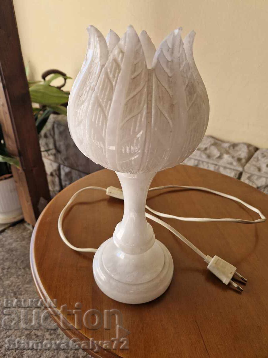 Όμορφη αντίκα γαλλική μαρμάρινη επιτραπέζια λάμπα - 6