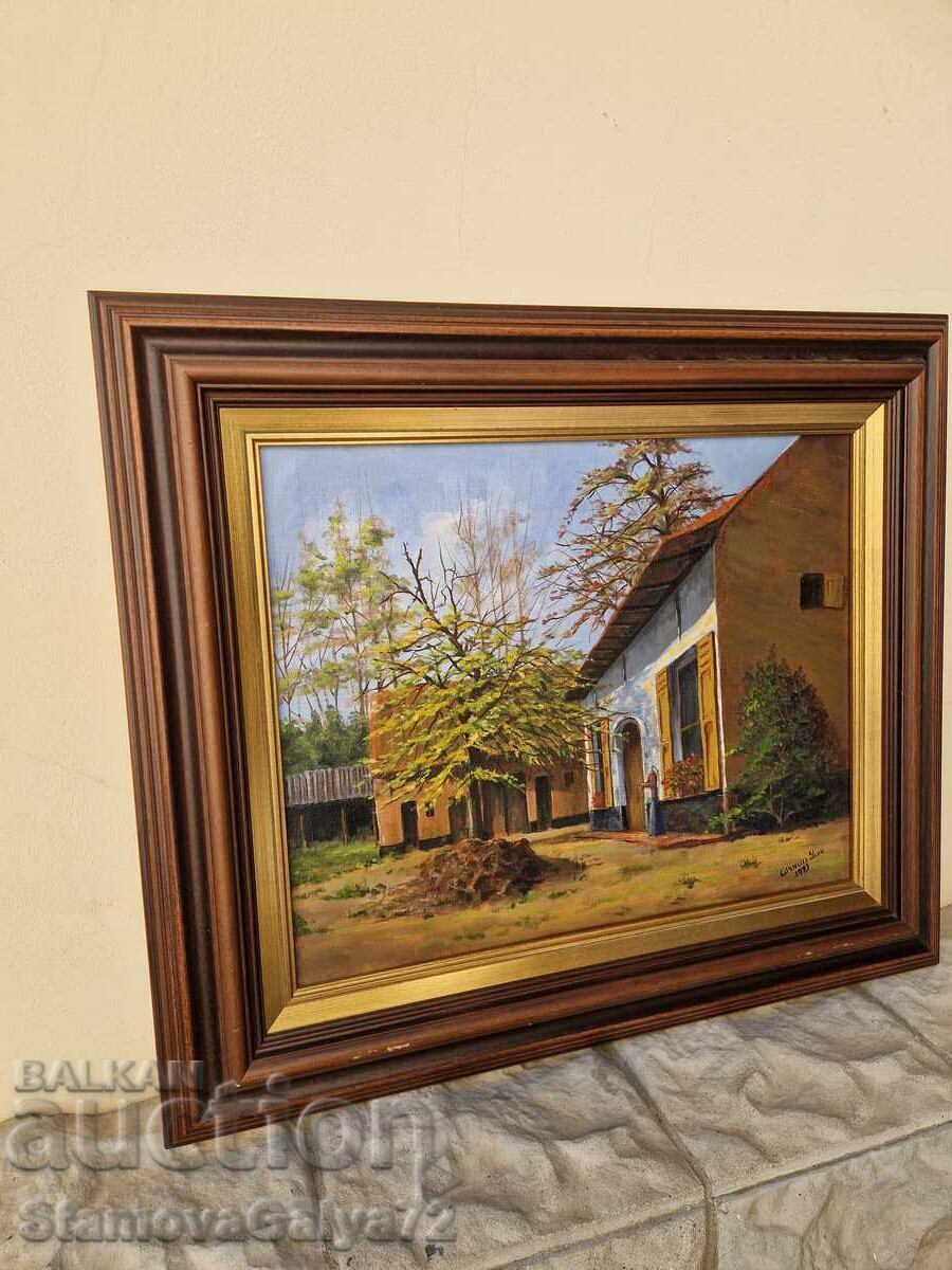 Μοναδική αντίκα πρωτότυπη ζωγραφική λάδι σε καμβά - 6