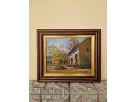 Pictură originală antică unică în ulei pe pânză