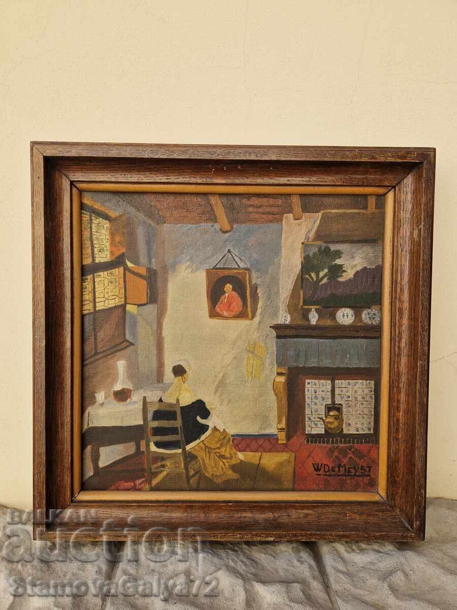 Old, very good antique Belgian oil painting on canvas with price 188.00 BGN | € 96.12