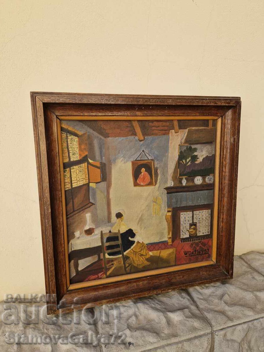 Old, very good antique Belgian oil painting on canvas - 6