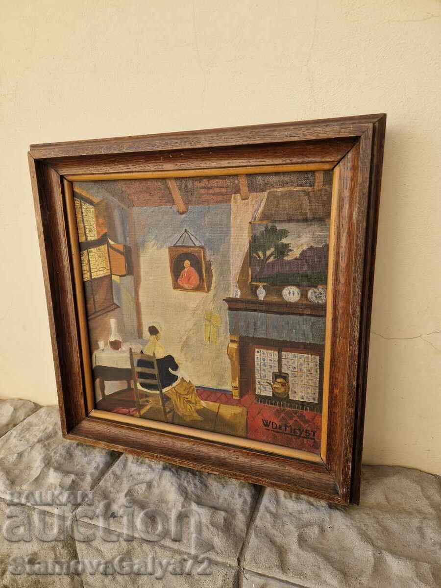 Old, very good antique Belgian oil painting on canvas - 7