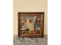 Παλαιός, πολύ καλός, αντίκα βελγικός πίνακας ζωγραφικής με λάδι σε καμβά