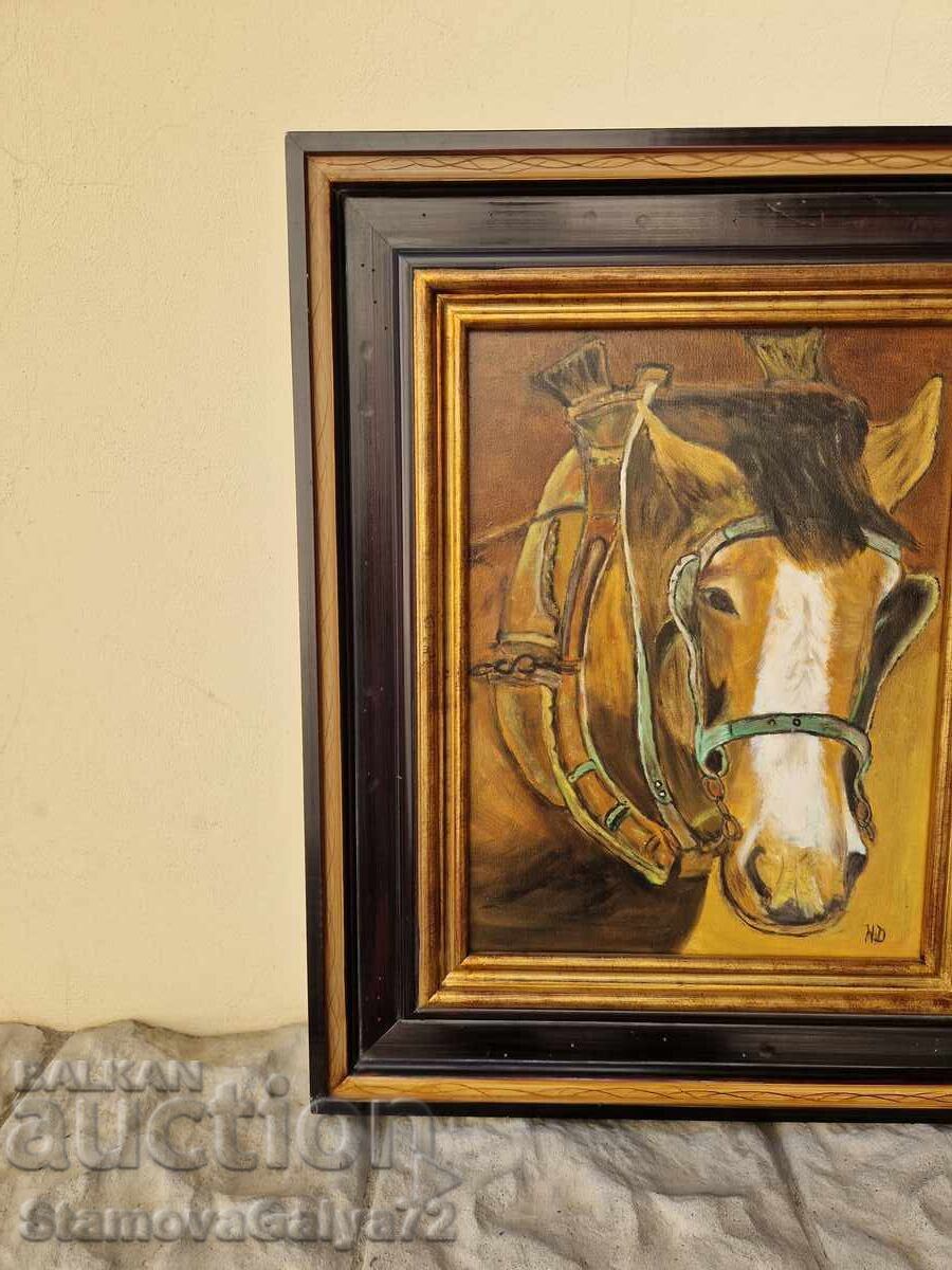 Όμορφη αντίκα πρωτότυπη ζωγραφική με λάδι σε καμβά - 5