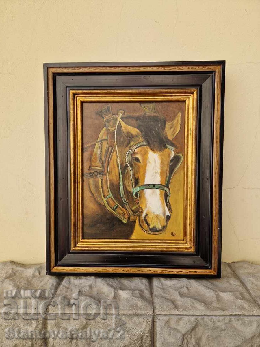 Όμορφη αντίκα πρωτότυπη ζωγραφική με λάδι σε καμβά