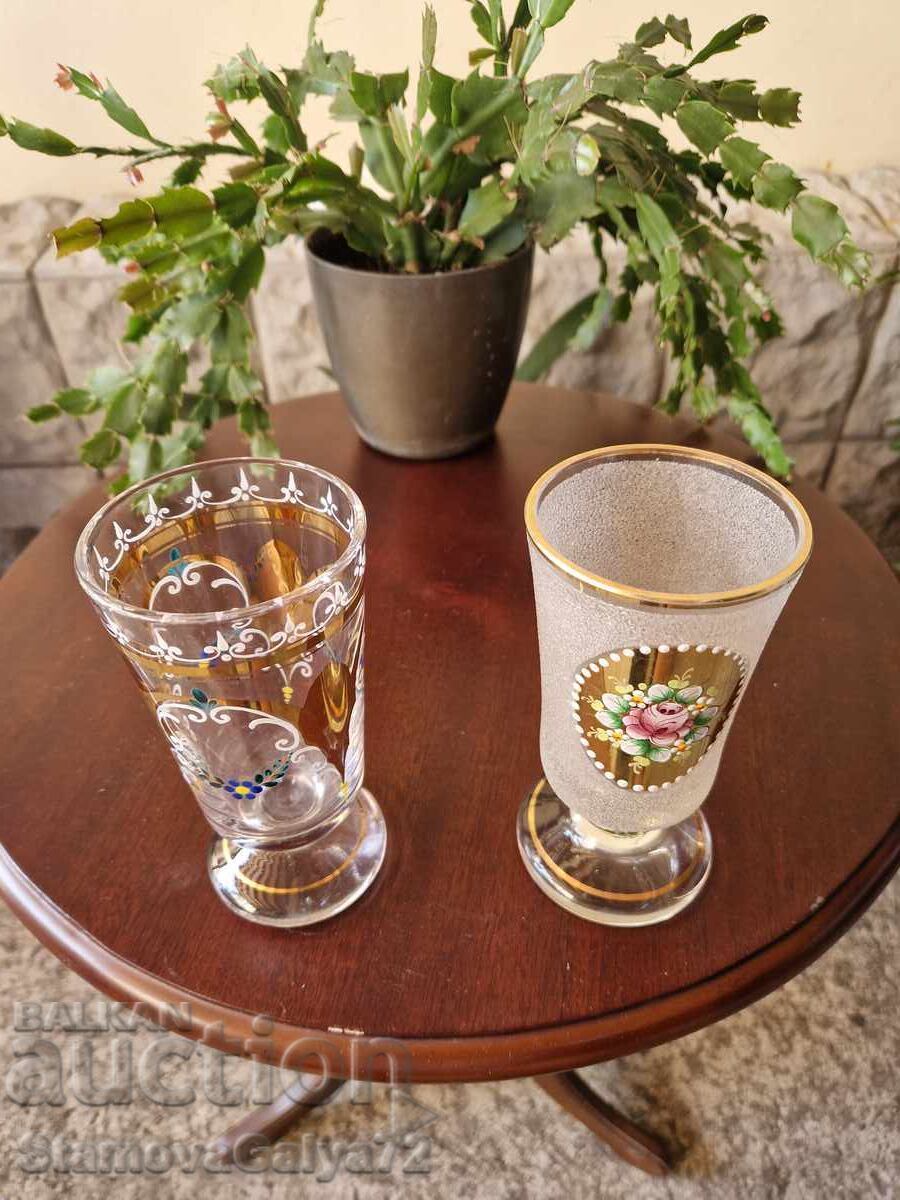 Delivery of Great lot of 2 antique Bohemia Bochemia cups