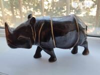 Bronze rhino sculpture