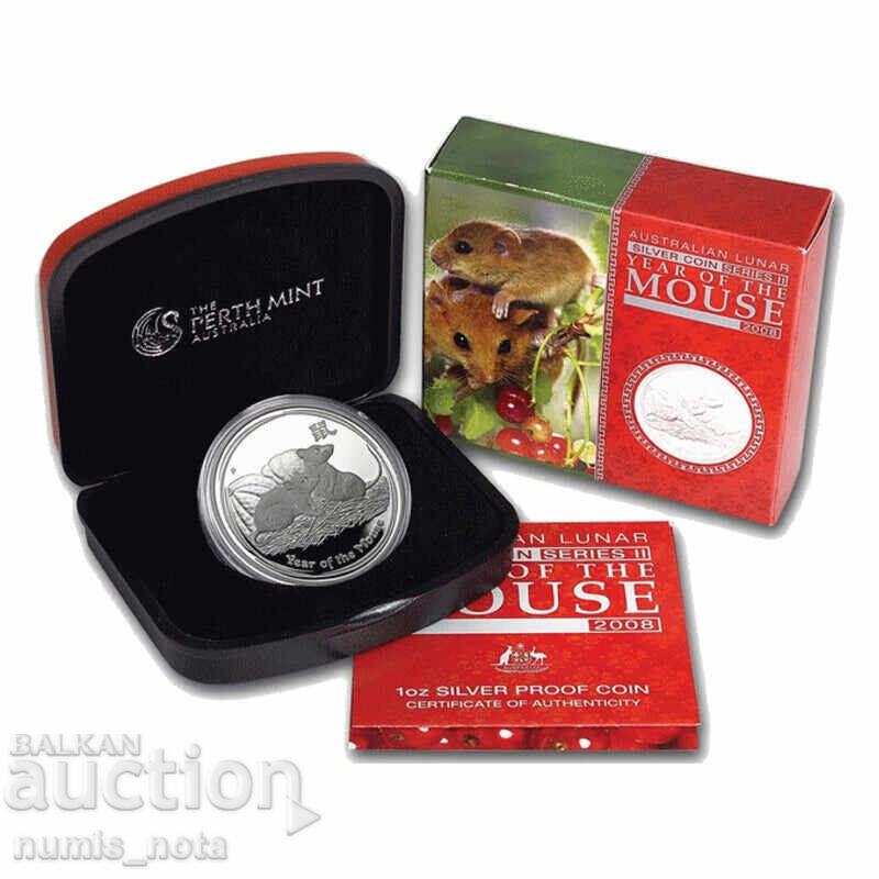 Australia Lunar 1 oz. Mat-luciu Anul Șobolanului 2008