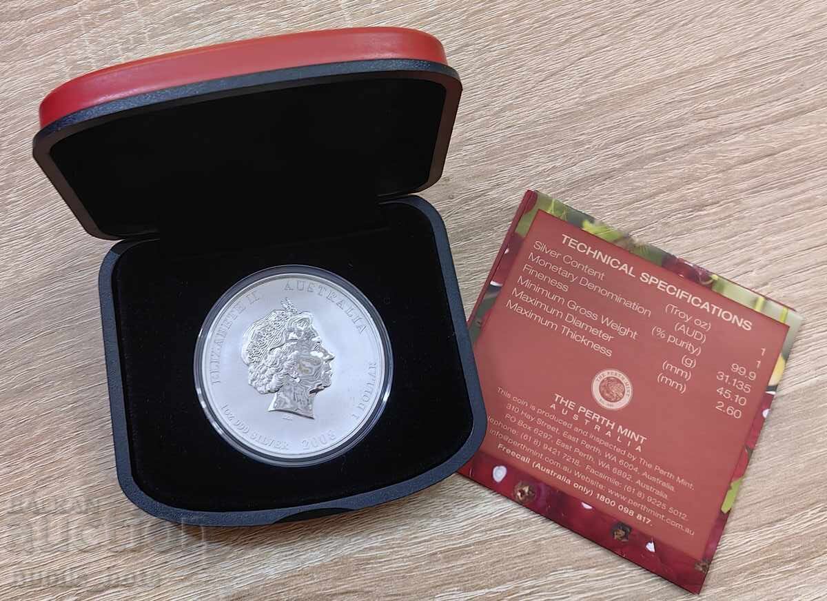 Livrarea Argint 1 oz Anul șoricelului 2008 Lunar Australia Placat cu aur Livrarea Argint 1 oz Anul șoricelului 2008 Lunar Australia Placat cu aur