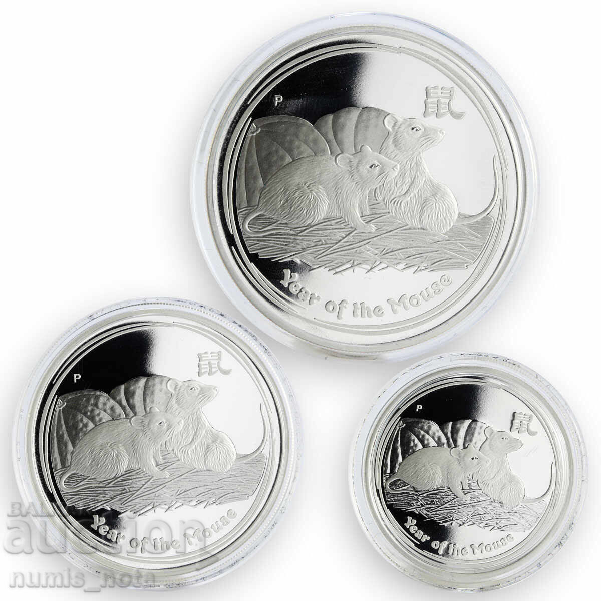 Auction  Rare set. 1/2, 1 and 2 oz. Lunar 2008 Australia Proof