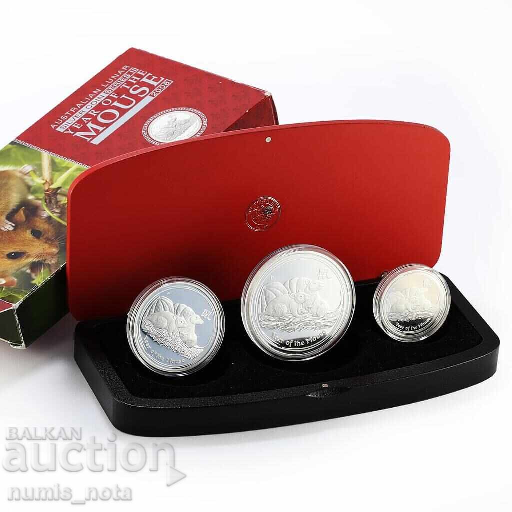 Rare set. 1/2, 1 and 2 oz. Lunar 2008 Australia Proof