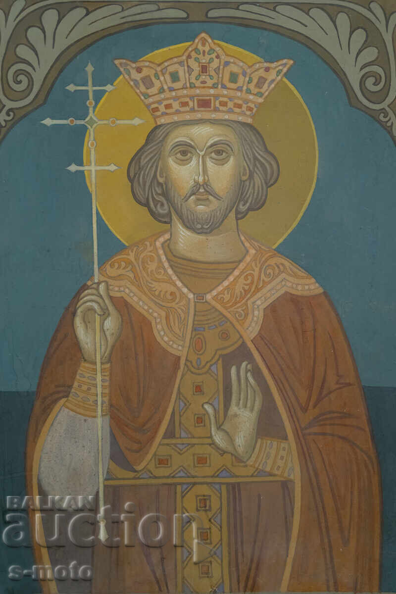 Auction  Tempera Painting - St. Boris - Michael, Icon