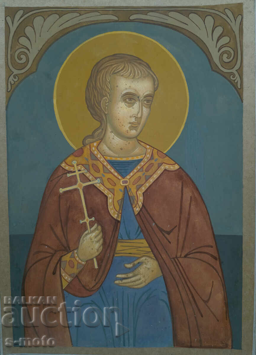 Аукцион Картина темпера - Св. Мъченик Трифон, икона