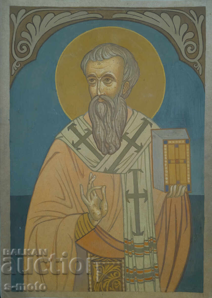 Tablou tempera - Sf. Ignatie, icoană