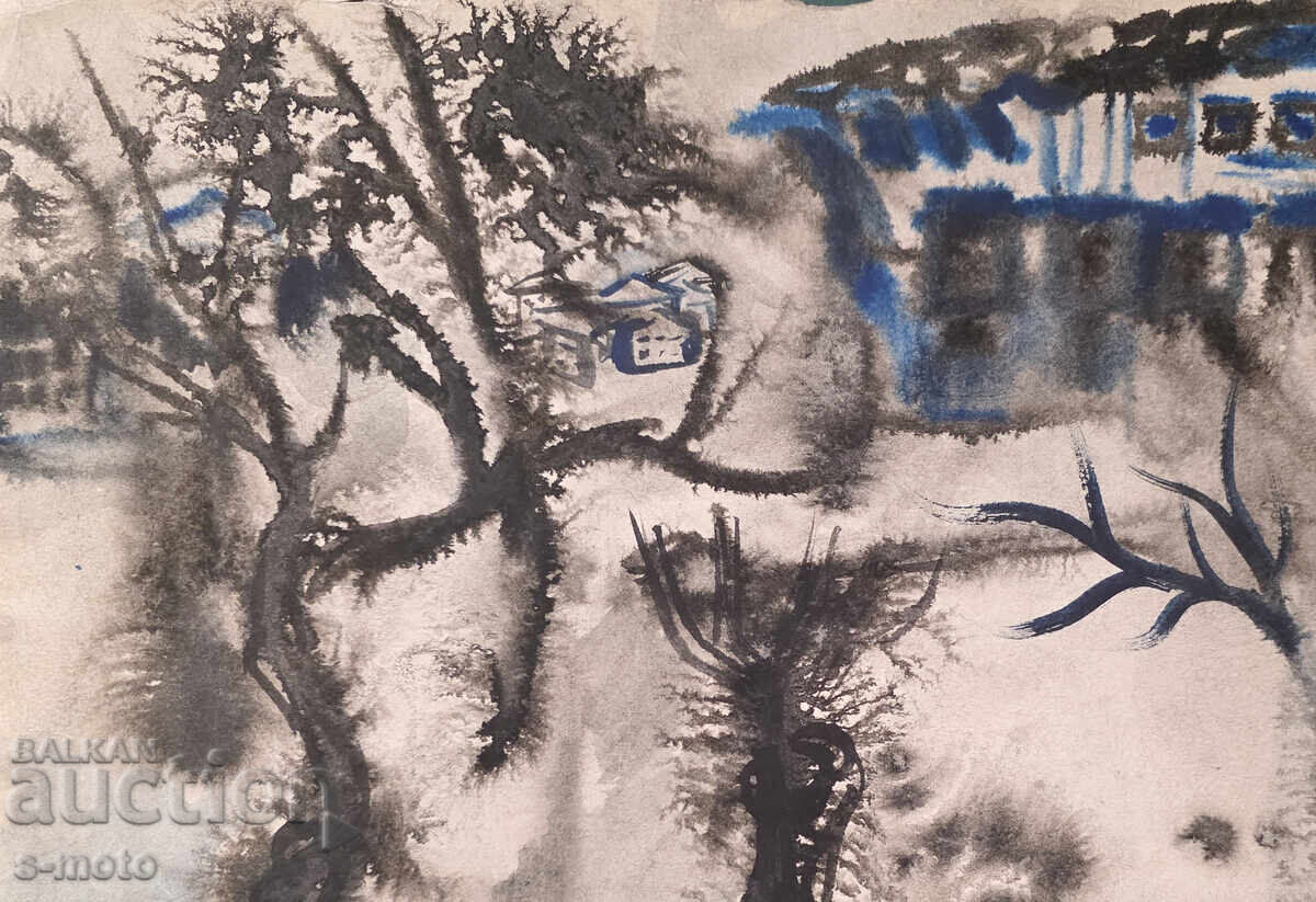 Livrarea Pictură veche acuarelă peisaj Livrarea Pictură veche acuarelă peisaj