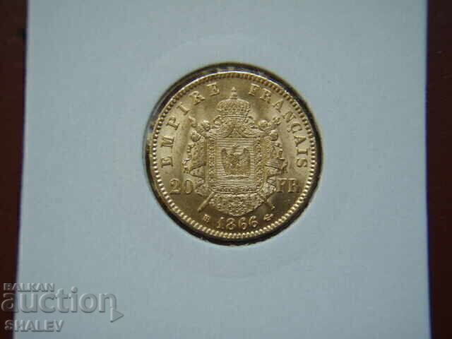 Livrarea 20 Franci 1866 BB Franța (20 franka Frantsiya) - AU/Unc (zlato)