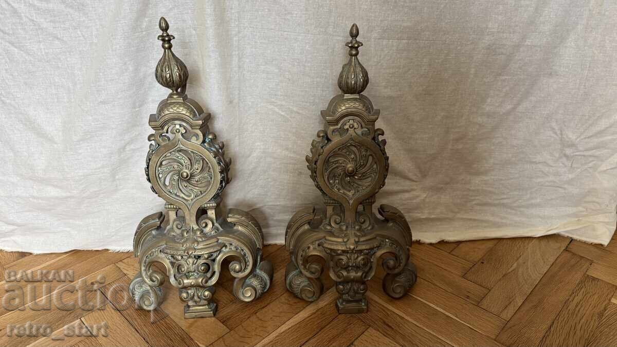 Decorațiune antică franceză pentru șemineu, alamă - 5
