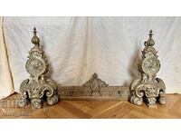 Антикварна Френска  декорация за камина, месинг