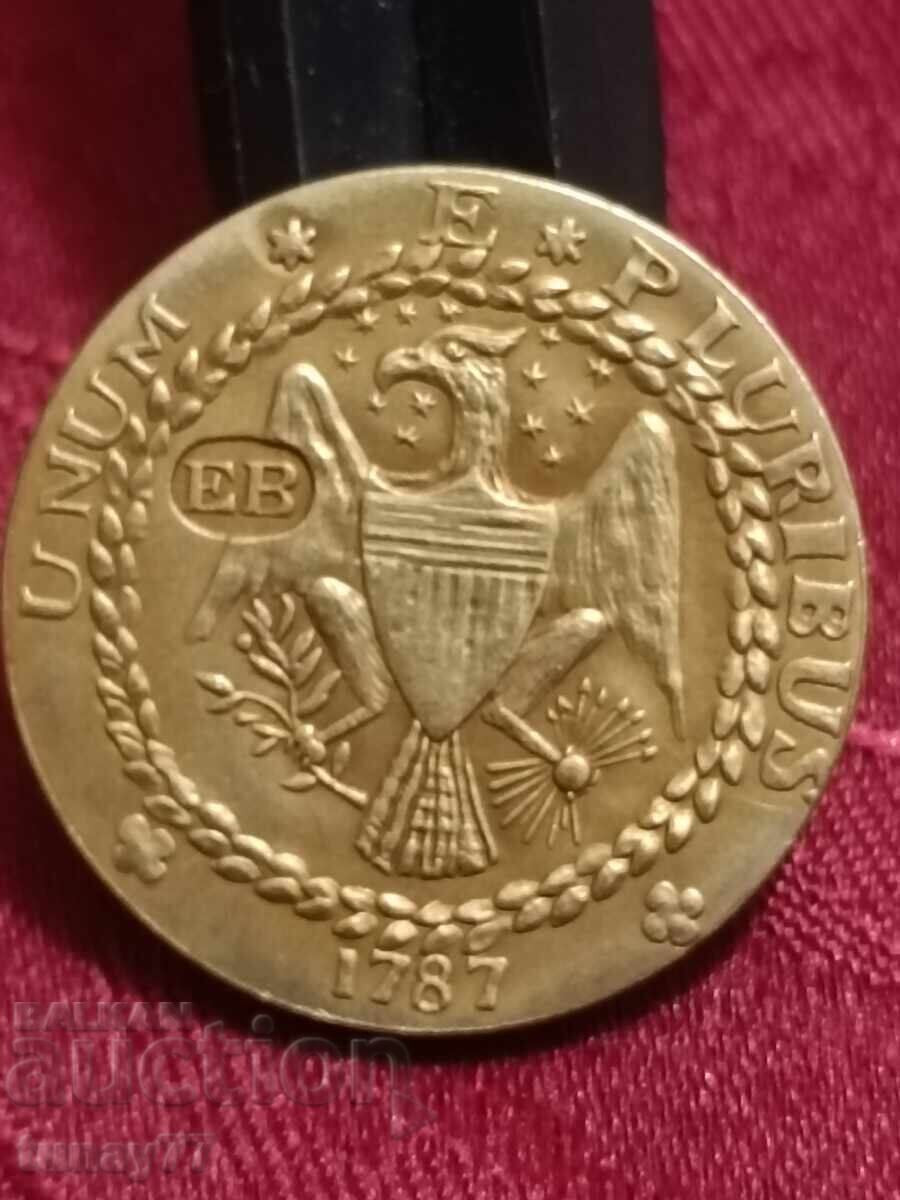 САЩ 1787 ГОДИНА 1 ДВОЕН ЧИЧО ПОЗЛАТЕНА МОНЕТА КОПИЕ САЩ 1787 ГОДИНА 1 ДВОЕН ЧИЧО ПОЗЛАТЕНА МОНЕТА КОПИЕ