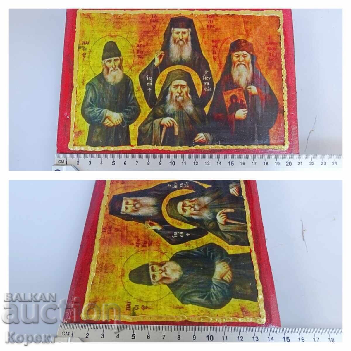 Icon of Joseph the Hesychast, Porphyrios of Kavsokalyvia, Paisios of Mount Athos, and Jacob of Tsali with price 70.00 BGN | € 35.79 Icon of Joseph the Hesychast, Porphyrios of Kavsokalyvia, Paisios of Mount Athos, and Jacob of Tsali with price 70.00 BGN | € 35.79