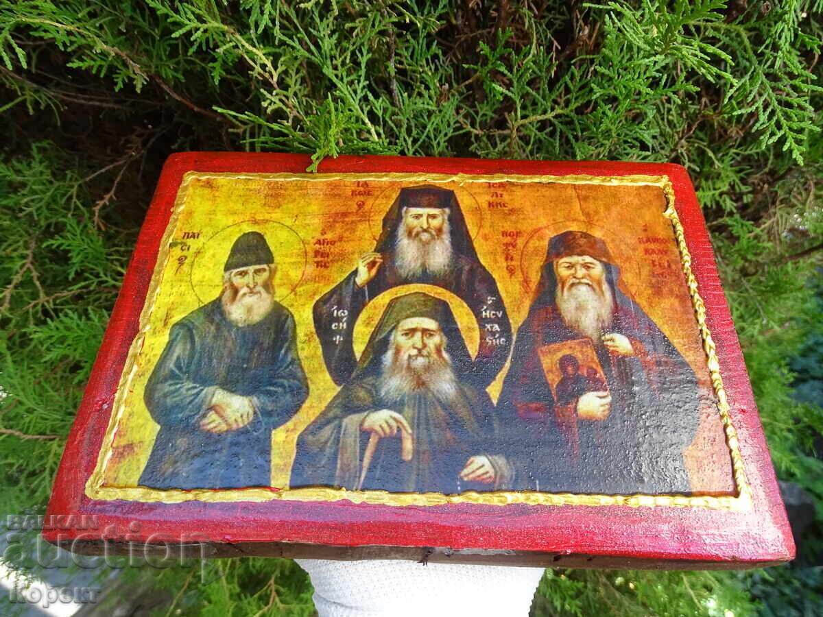 Икона  на Йосиф Исих.,Порфирий Кавс.,Паисий Атон.,Яков Цалик - 7