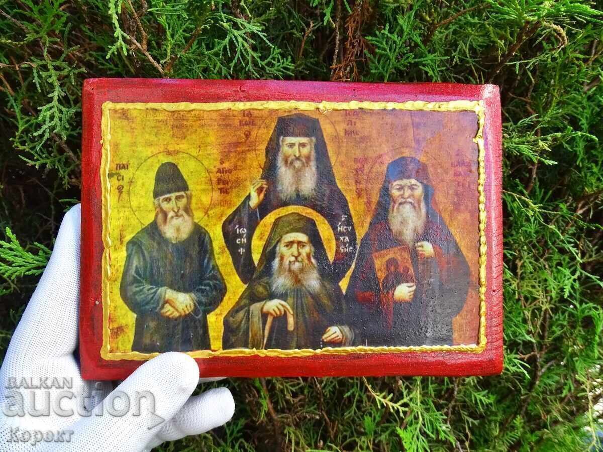 Icon of Joseph the Hesychast, Porphyrios of Kavsokalyvia, Paisios of Mount Athos, and Jacob of Tsali