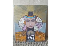 Μεγάλος πίνακας λάδι σε καμβά, υπογραφή