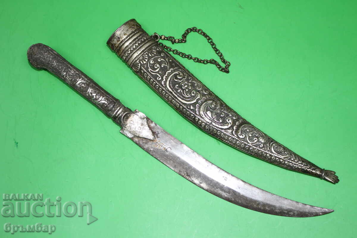 Автентичен Средиземноморски Гръцки сребърен нож кама ятаган Автентичен Средиземноморски Гръцки сребърен нож кама ятаган