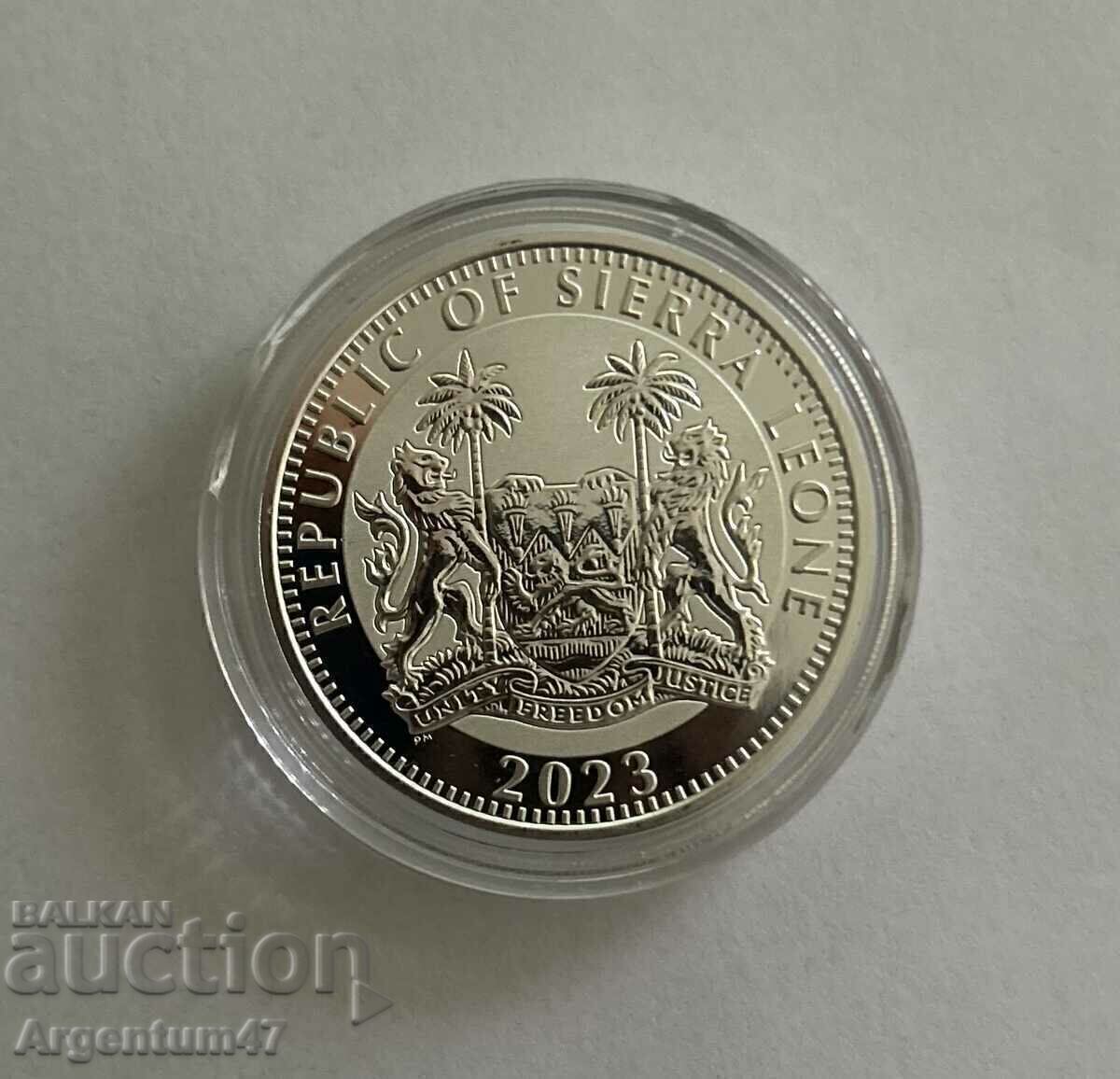 Livrarea SILVER 1 OZ 2023 SIERRA LEONE - DUMNEZEU TUTUROR ZEILOR RA