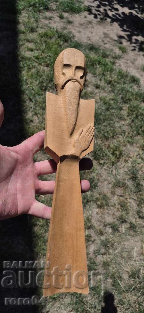 SCULPTURĂ VECHE DIN LEMN BULGĂREASCĂ - SFÂNT - 7