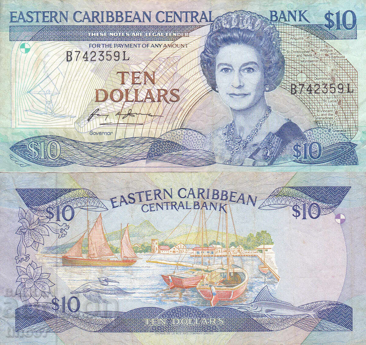 tino37 - ΑΝΑΤΟΛΙΚΕΣ ΚΑΡΙΒΙΚΕΣ (Αγία Λουκία) - 10 ΔΟΛΑΡΙΑ - 1985/93