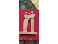 SCULPTURĂ VECHE DIN LEMN BULGĂREASCĂ - FAMILIE