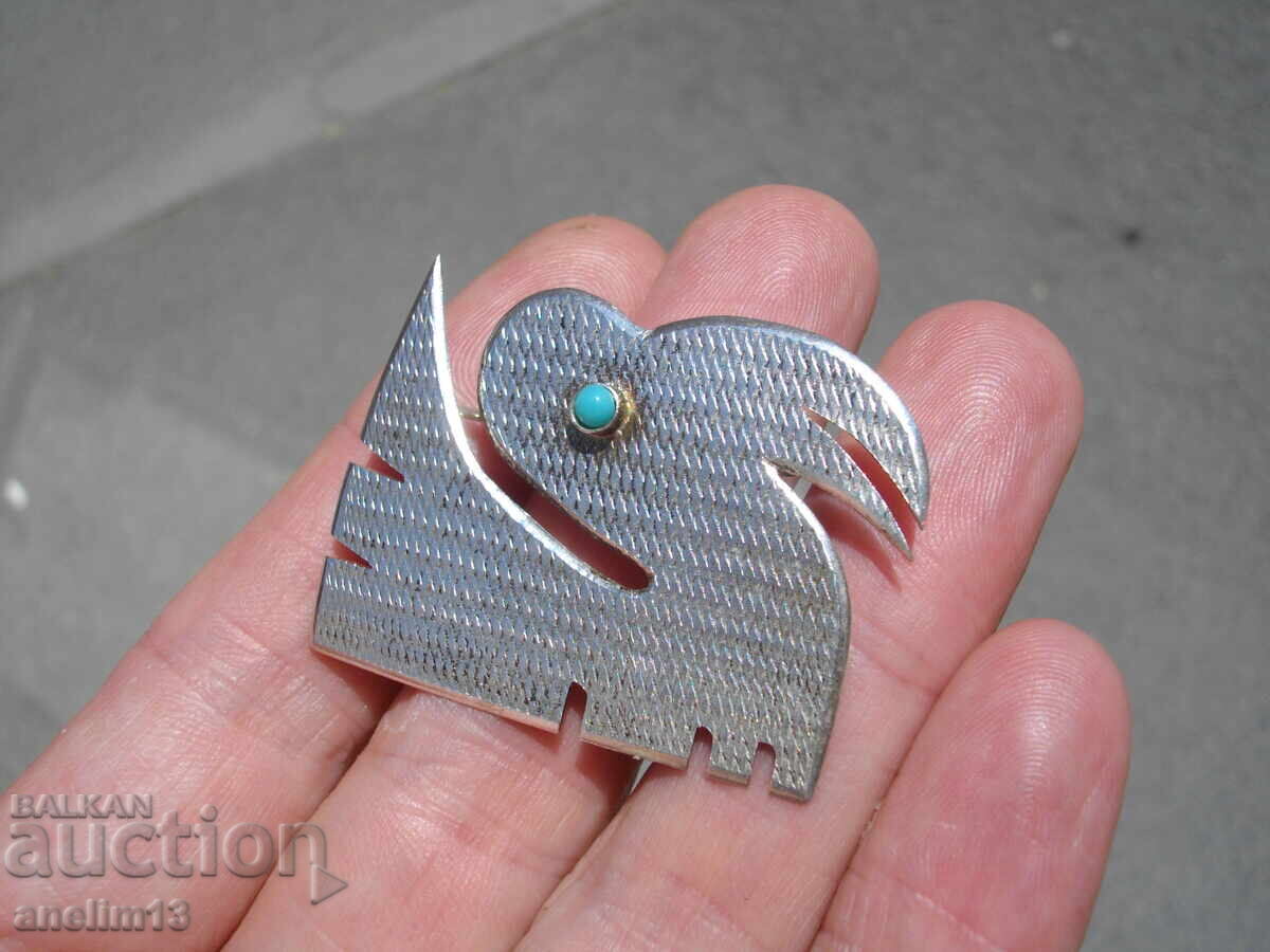 Аукцион СТАРА ПОСРЕБРЕНА БРОШКА С ПЕЛИКАН