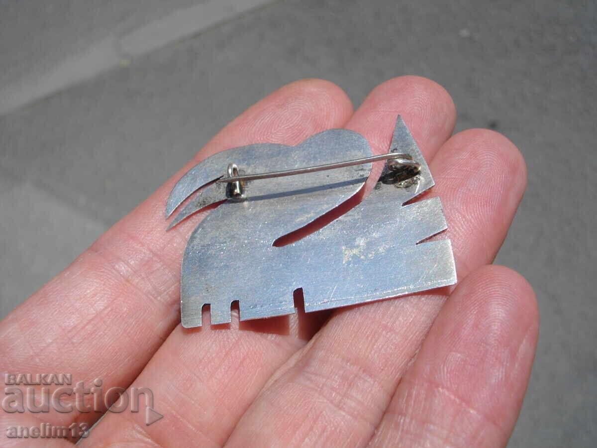 СТАРА ПОСРЕБРЕНА БРОШКА С ПЕЛИКАН - 5