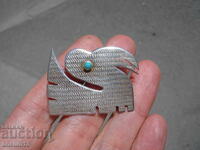 СТАРА ПОСРЕБРЕНА БРОШКА С ПЕЛИКАН