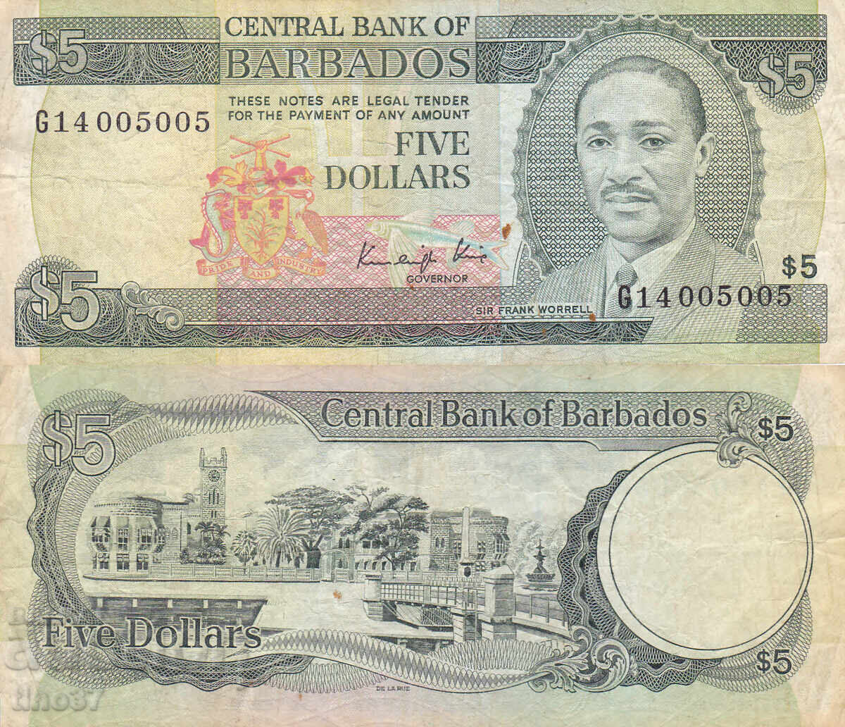 tino37 - ΜΠΑΡΜΠΑΝΤΟΣ - 5 ΔΟΛΑΡΙΑ - 1986/89 ετών tino37 - ΜΠΑΡΜΠΑΝΤΟΣ - 5 ΔΟΛΑΡΙΑ - 1986/89 ετών