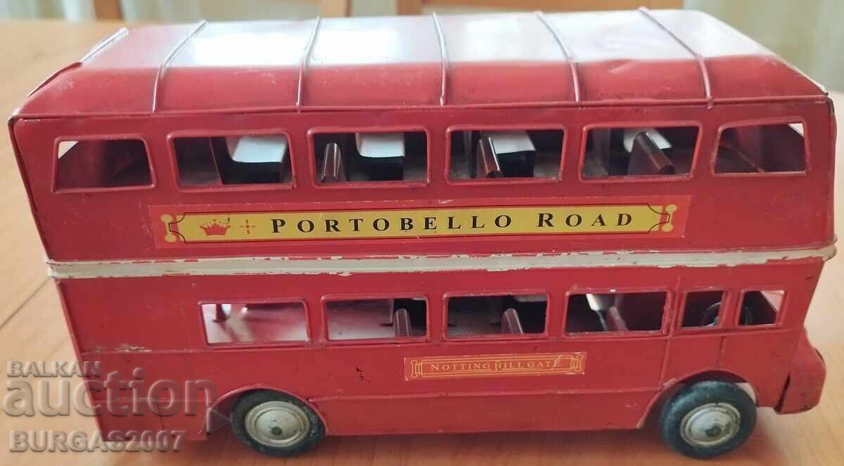 Old tin toy, double-decker bus with price 40.00 BGN | € 20.45 Old tin toy, double-decker bus with price 40.00 BGN | € 20.45