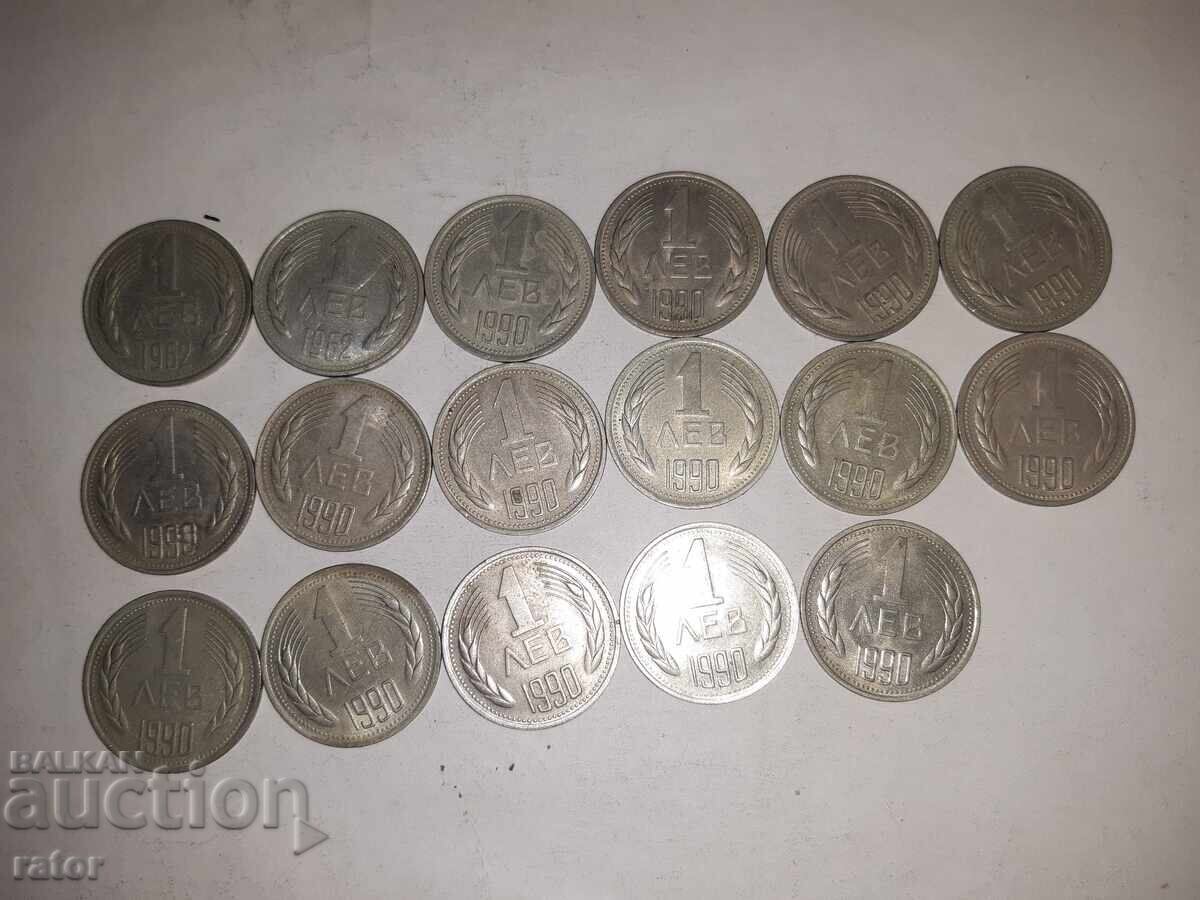 Monede - 1 leu 1962 și 1990 - 17 bucăți