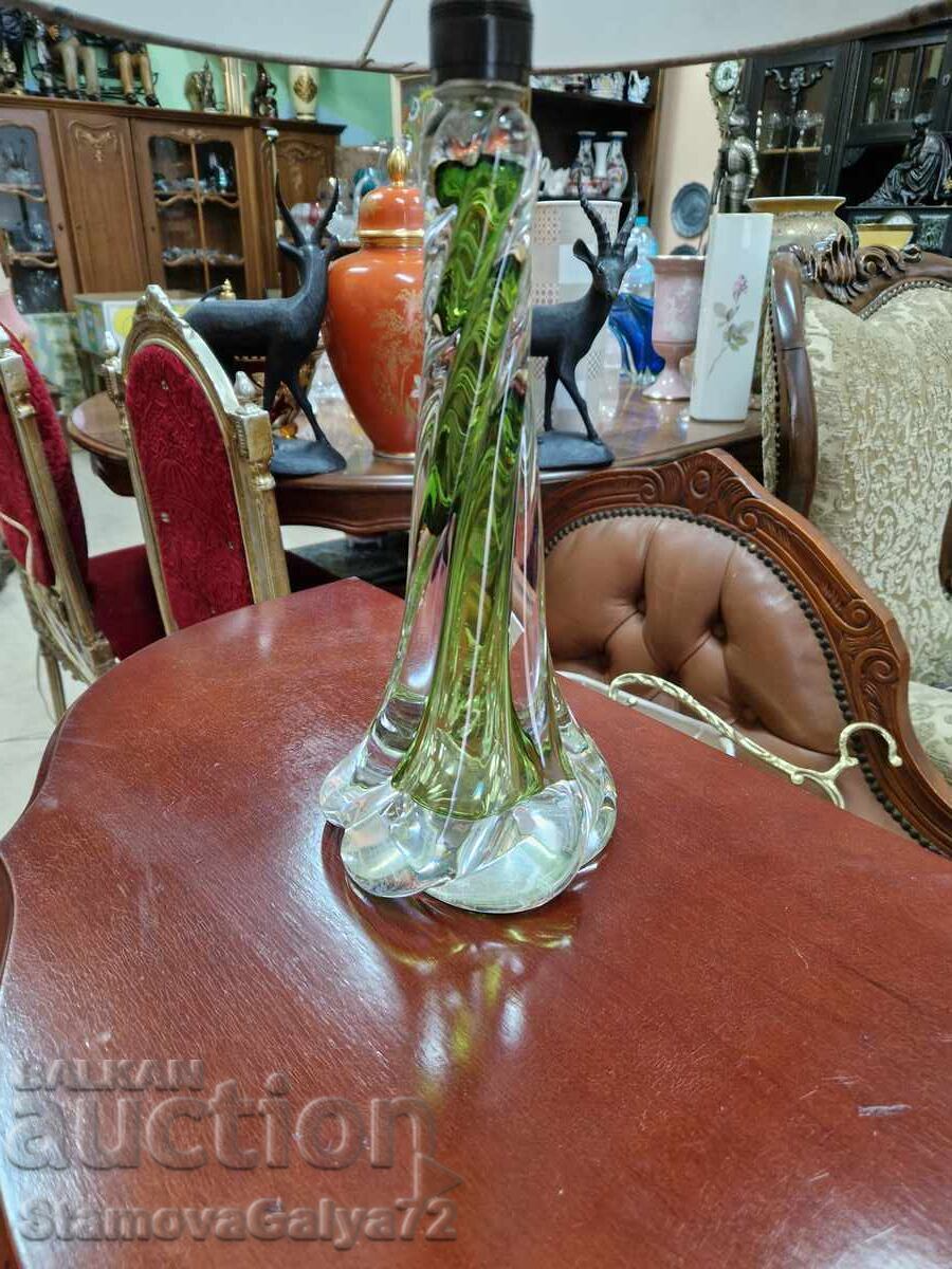 Рядка антикварна белгийска кристална лампа Val Saint Lambert - 6