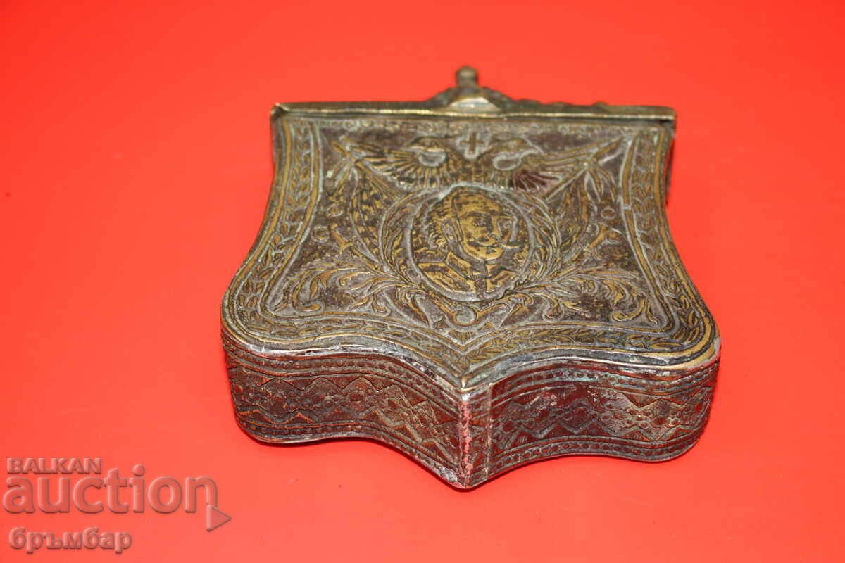 Ottoman Balkan bronze box, cartridge pouch, powder flask with price 350.00 BGN | € 178.95
