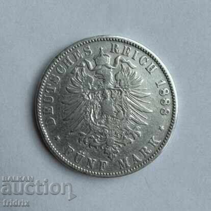 Germany Württemberg 5 Mark / Germany Empire 5 mark 1888 F with price 320.00 BGN | € 163.61 Germany Württemberg 5 Mark / Germany Empire 5 mark 1888 F with price 320.00 BGN | € 163.61