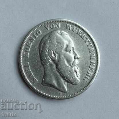 Аукцион Германия Вюртемберг 5 марки / Germany Empire 5 mark 1888 F Ж
